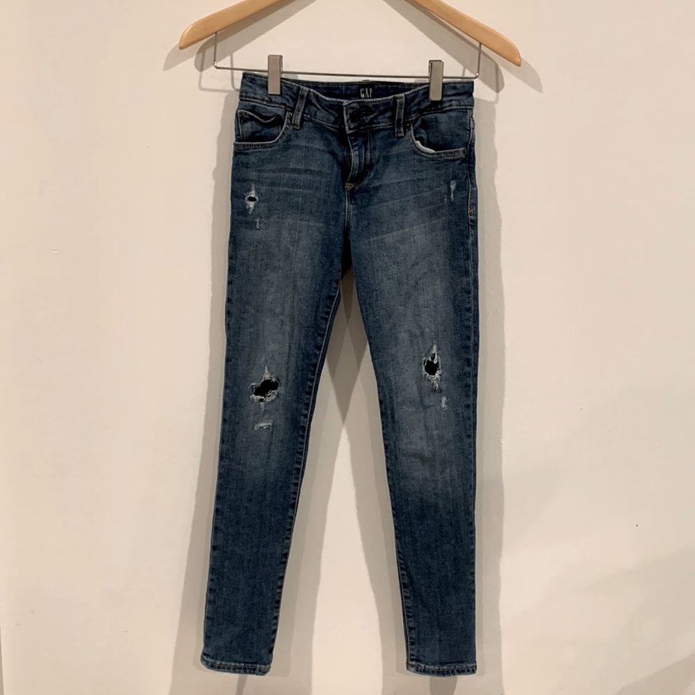 Girls skinny jeans distress knees